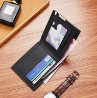 Dompet pendek sisi besi pria, kantung kartu tren Multi kartu Horizontal tahan air, tipe penutup terbuka versi Korea