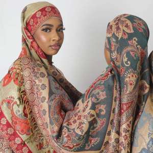 2025 imprimé cheval Pashmina écharpe épaisse bulle Jacquard cajou frangé écharpe Hijab musulman Borong <span class=keywords><strong>cachemire</strong></span> Chevron Pashmina - Product Image 1