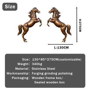 맞춤형 대형 청동 점핑 말 조각상 현대 야외 정원 장식 금속 예술 작품 동물 말 조각품 - Product Image 3