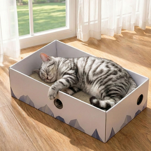 Rascador para Gatos Conlun con Almohadilla de Cartón Resistente de Doble Cara, Tumbona de Cartón, Diseño con Orificios Interactivos - Product Image 2