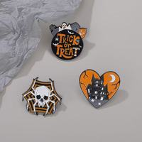 Épinglettes de revers d'horreur pour Halloween, citrouille fantôme de dessin animé en émail nickel noir effrayant pour décor ou collection de costumes