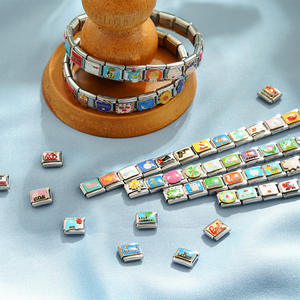 Bracelet à breloques en acier inoxydable européen et américain, module <span class=keywords><strong>italien</strong></span>, couleur huile, dessin animé, bricolage, accessoires de bijoux - Product Image 1