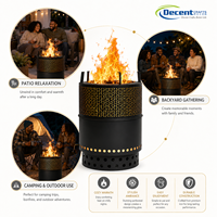 Brasero d'extérieur cylindrique rond en fer pour terrasse et jardin, avec perforations triangulaires et trous d'aération