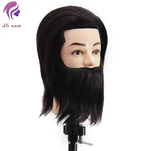 male black hair training head with beard,salon mannequin head training,man heads of mannequins with human hair