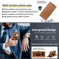 Étui à rabat en cuir PU pour Google Pixel avec emplacements multifonctionnels pour cartes et portefeuille, design luxueux, protection antichoc