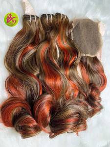Cabello Humano Camboyano Virgen con Reflejos Piano, Liso, 20 Pulgadas, con Cierre de Encaje HD 5x5, Venta al por Mayor - Product Image 3