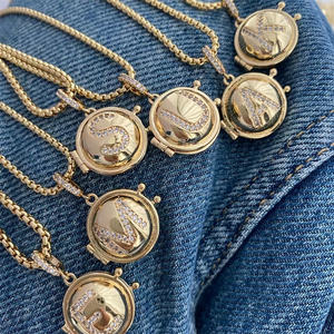 Offre Spéciale <span class=keywords><strong>montre</strong></span> de poche collier allume et éteint les photos Micro zircone Alphabet pendentif amour collier pour femmes bijoux - Product Image 4