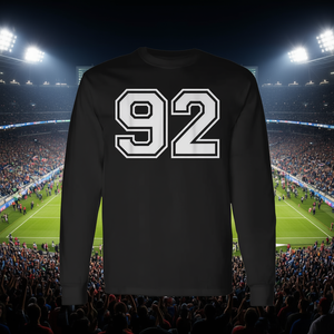 เสื้อยืดแขนยาวคอวีสำหรับแฟนกีฬา 92 แบบ  สำหรับผู้ใหญ่  ลายเส้นนำโชค  หมายเลขพิมพ์ด้านหน้า  เสื้อผ้าส่งเสริมการขาย - Product Image 2