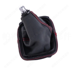 Palanca de cambios de cuero Volkswagen de 5 velocidades con costuras rojas, diseño ergonómico para Caddy, Polo, Tiguan, Taigo, T-Roc - Product Image 4