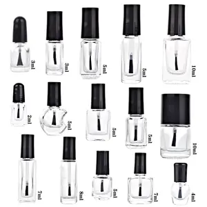 OEM/ODM Tùy Chỉnh 2Ml 3Ml 4Ml 5Ml 7Ml 8Ml 10Ml 12Ml 15Ml 30Ml Hình Bầu Dục Thủy Tinh Rỗng Quảng Nail Polish Chai Thủy Tinh Với Bàn Chải