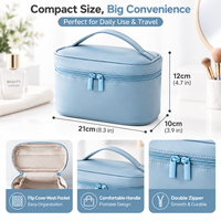 Trousse de toilette de voyage avec poignée de transport confortable, double fermeture éclair et compartiment en filet intégré pour les fournitures cosmétiques de vacances