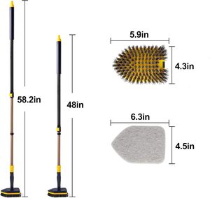 For Multipurpose PP Floor Cleaning <b>Brush</b> with Replaceable Scrubber Pad Long Handle Telescopic Eco-Friendly Tiled Bathroom - Product Image 5