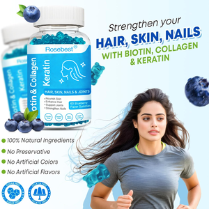 Suplemen Kolagen Gummy Vegan Label Pribadi OEM untuk Pemutih Kulit dan Pertumbuhan Rambut dengan Biotin dan Vitamin C E untuk Rambut, Kulit, dan Kuku - Product Image 4