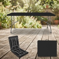 Table de repas pliante d'extérieur simple avec chaises, en plastique moulé par soufflage, table longue portable pour usage domestique et marché nocturne