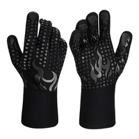 Gants de four en silicone noir personnalisés, résistants à la chaleur extrême, imperméables, antidérapants, lavables au lave-vaisselle, pour barbecue en extérieur