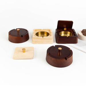 Cendrier moderne de luxe avec couvercle en bois <span class=keywords><strong>massif</strong></span> haut de gamme léger et anti-cendres volantes pour les entreprises et la maison Style chinois créatif - Product Image 5