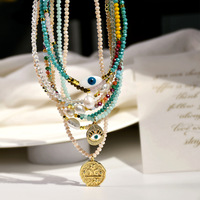 Nouveauté Boho cristal perlé mauvais yeux collier coloré assortiment de perles de verre turc mauvais yeux colliers pour femmes bijoux