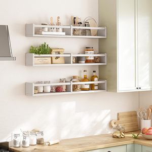 Estantes Flotantes Largos <span class=keywords><strong>de</strong></span> Madera Blanca para Niños Pequeños, Estantes Colgantes <span class=keywords><strong>de</strong></span> Pared para Libros, para la Habitación <span class=keywords><strong>de</strong></span> Bebés y Niños - Product Image 5