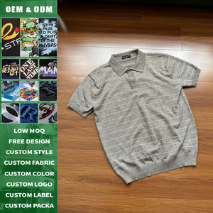 เสื้อโปโลถักลายทางสไตล์หรูหราเรียบง่าย แขนสั้น ใส่สบาย เหมาะสำหรับทำงานหรือเดินทาง  แบบยูนิเซ็กซ์ ผลิตจำนวนจำกัด สำหรับฤดูร้อน - Product Image 3