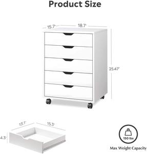 Gabinete de fábrica china Gabinete de almacenamiento blanco de madera <span class=keywords><strong>con</strong></span> <span class=keywords><strong>ruedas</strong></span> giratorias <span class=keywords><strong>Cajonera</strong></span> para sala de estar - Product Image 5