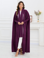 2026 Übergröße Einheitsgröße Abaya mit Knopfmanschetten Einfarbiger Kaftan Cardigan Polyester Maxikleid Miyake Plissierter Stil Robe