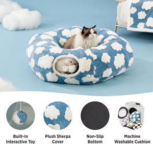 Venta al por mayor personalizado portátil gato cueva doblado fieltro gato túnel interior cama multifunción mascota cama cojín caja de embalaje - Product Image 2
