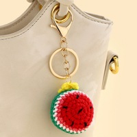 Kawaii gehaakte fruit sleutelhangers schattig handgemaakt gebreide watermeloen sinaasappel citroen kiwi plakje aardbei fruit sleutelhanger zacht