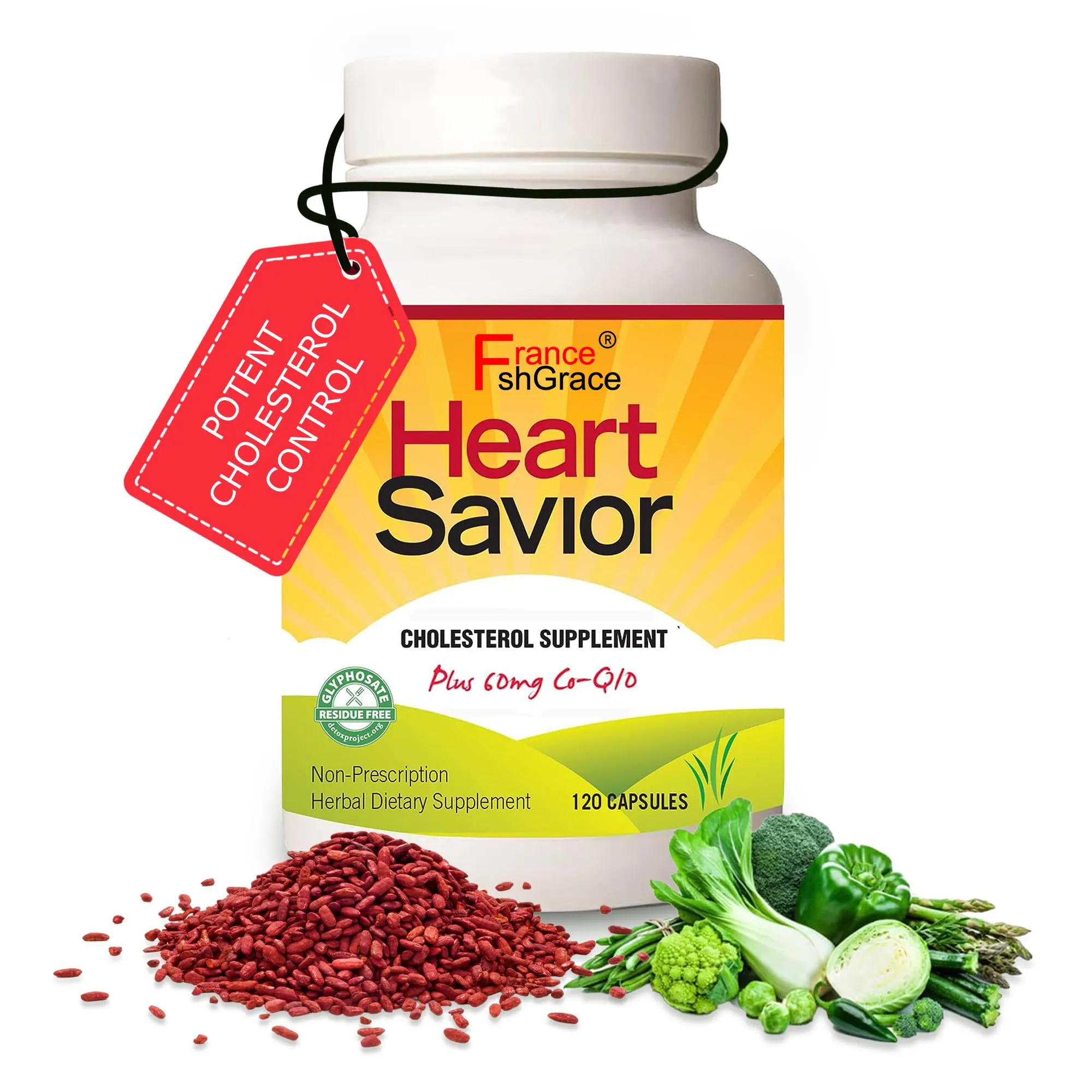 Tự nhiên heartsavior bổ sung 120 mũ đỏ men gạo, Niacin, Policosanol và guggul với CoQ10
