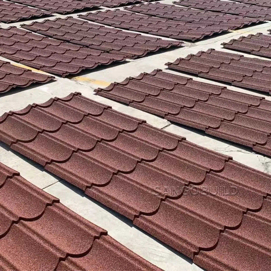 Größte Stein dachplatten Langs pann blech Hitze beständig Sparen Sie Arbeit Installation Stein beschichtete Metalldach ziegel