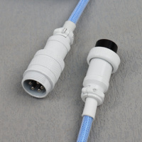 Câble USB Type-C enroulé sur mesure pour clavier mécanique de jeu avec gaine en nylon, design aviateur métallique détachable, charge rapide 3A