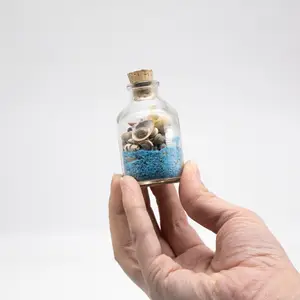 Bir şişe kum ve deniz kabuğu Mini düzenleme plaj dekor Mini cam kavanoz küçük hediyeler parti iyilik
