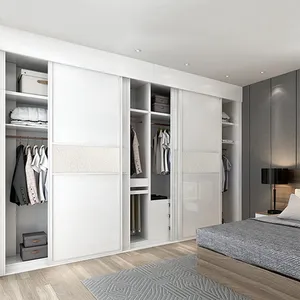 Прозрачное белое матовое стекло, 6 раздвижных дверей, шкаф для спальни, шкафчик, современный шкаф для одежды, гардероб