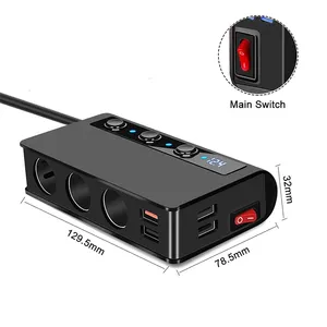 180W Car <strong>Cigarette</strong> <strong>Lighter</strong> Adapter Splitter QC3.0 <strong>USB</strong> Fast Charger 4Port <strong>Socket</strong> with Voltmeter Auto Accessories - Product Image 6