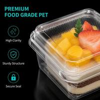Boîte à dessert individuelle jetable en PET transparent carré pour sushi, salade, gâteau - Contenant personnalisable pour portion individuelle
