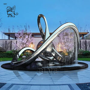 BLVE decorazione da giardino per esterni in stile moderno in metallo <span class=keywords><strong>arte</strong></span> specchio lucido circolare in acciaio inox <span class=keywords><strong>fontana</strong></span> scultura - Product Image 5