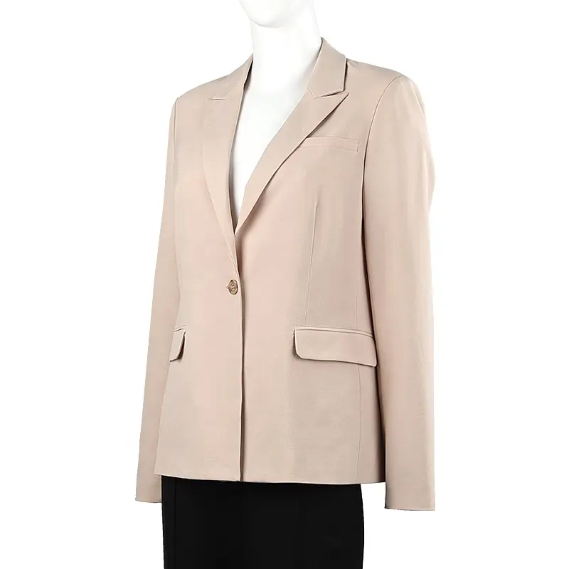 Mantel khusus kantor wanita, jas mantel kasual wanita jaket polos, Blazer Logo kustom Musim Semi 2024