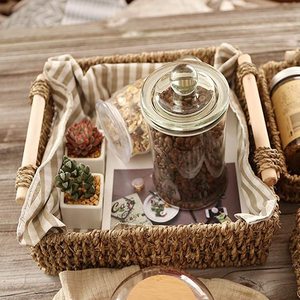 Juego de Cestas de Almacenamiento de Plantas Acuáticas de Bambú Multifuncionales Personalizadas, Diseño de Algas Tejidas a Mano con Mango de Madera para Herramientas de Escritorio - Product Image 3