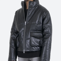 Veste d'hiver matelassée en cuir écologique grande taille pour homme, coupe courte, style streetwear, réversible, pour l'extérieur