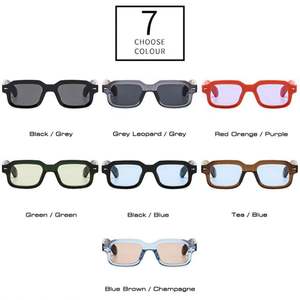 Lunettes de soleil carrées pour hommes, tendance 2025, avec logo personnalisé, verres transparents UV400, rivets, lunettes de soleil rectangulaires - Product Image 4