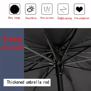 Paraguas Extra Grande de 130 cm, Plegable en Tres Secciones, con Revestimiento Negro, Resistente al Viento, Impermeable, para Viajes y Uso Familiar - Product Image 2