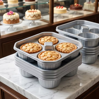 Boîtes en plastique transparentes jetables à 4 compartiments pour mini-desserts, pain, gâteaux, tiramisu - Personnalisables pour boulangerie