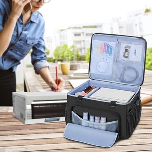 Free sample Double-layer <b>Portable</b> Carrying Case with Laptop Layer Shoulder <b>Trolley</b> Strap Travel Mobile Printer Storage Bag - Product Image 1