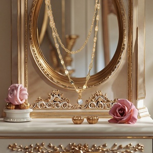 Collier chaîne tendance en acier inoxydable avec zircon, personnalisable, résistant à l'eau et inaltérable, pour femme, vente en gros - Product Image 1