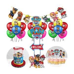 नए आगमन कार्टून चरित्र गुब्बारे पेपर टॉपर कुत्ते की टीम बच्चों के लिए कार्टून चरित्र केक टॉपर्स