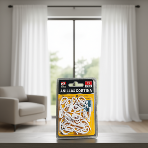 Anillas Cortina Plastic <b>Curtain</b> <b>Hooks</b> 25 Pcs White For <b>Curtains</b> And Drapes - Product Image 1