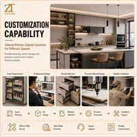 Meuble de rangement de cuisine avec poignées, style européen, pour projets d'aménagement intérieur de villas haut de gamme