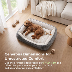 Cama para Perros de Felpa Suave, Rectangular, con Borde Reforzado, Antideslizante, para Perros y Gatos Grandes, Medianos y Pequeños, para Interiores - Product Image 1