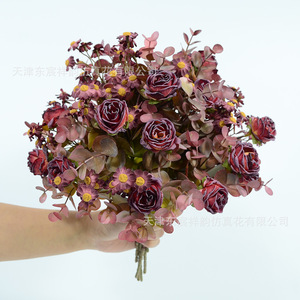 ดอกไม้ประดิษฐ์จาก Dongchen Crafts ช่อดอกไม้ไหมเทียม ขนาด 30 ซม.-100 ซม. กุหลาบ เดซี่ สีขาว สีเหลือง สีน้ำตาล สีม่วง สำหรับตกแต่งงานแต่งงานและบ้าน - Product Image 3