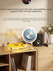 Tourne-disque <span class=keywords><strong>vinyle</strong></span> en acrylique transparent de conception nouvelle avec plateau robuste, contrepoids réglable, éclairage LED et sortie Bluetooth - Product Image 5