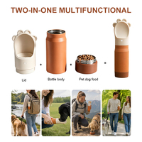 Précommande – Bouteille pour animaux de compagnie en acier inoxydable 18/8 sans BPA avec logo personnalisé, motif patte de chat, tasse à eau 2-en-1 pour chien, idéale pour la randonnée